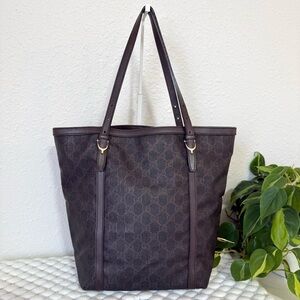 Gucci GG Tote Shoulder Bag Coated Canvas Brown/Black